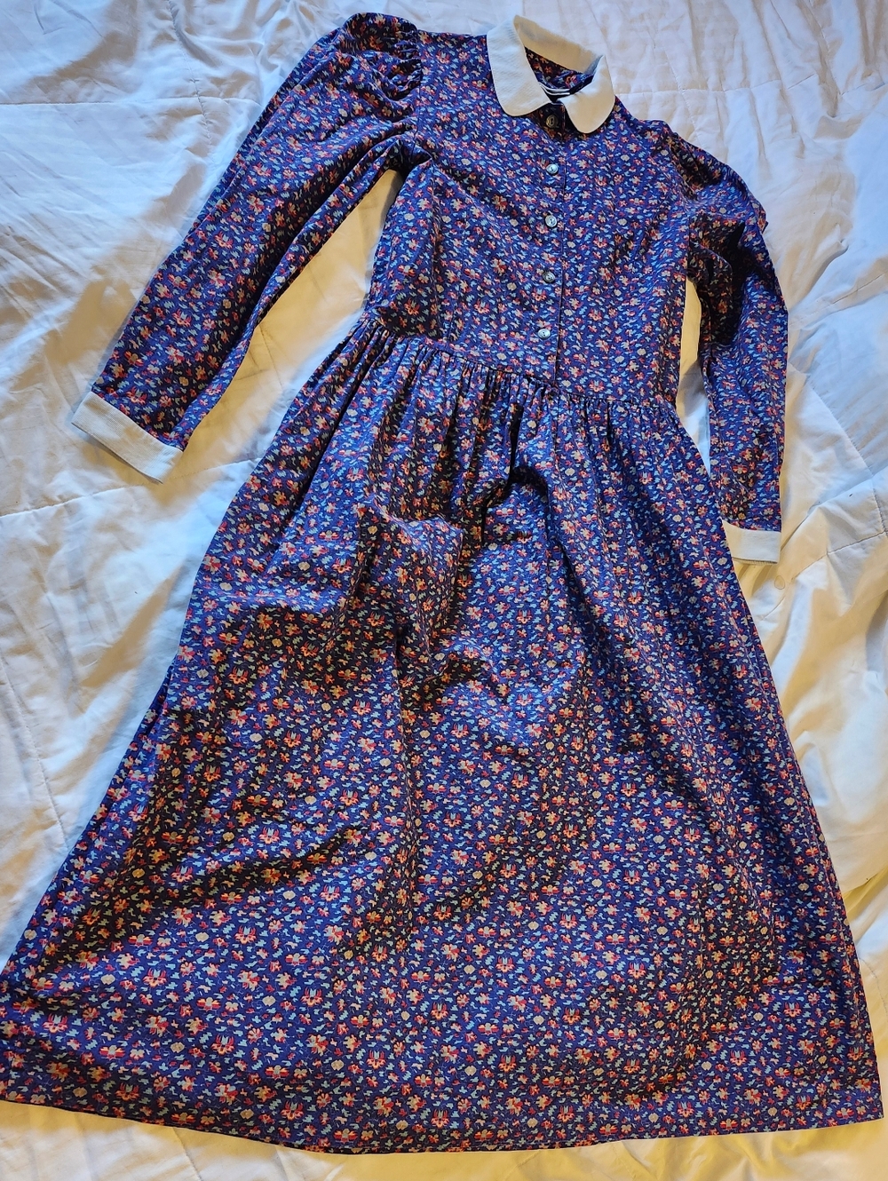 Vintage Laura Ashley Long Sleeve Dress with White Peter Pan Collar